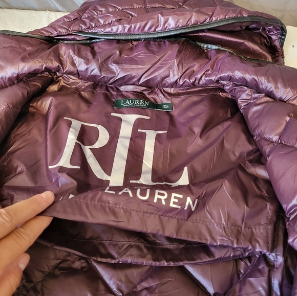Ralph Lauren Women's Puffer Jacket - Plum, Size Large - Picture 5 of 7